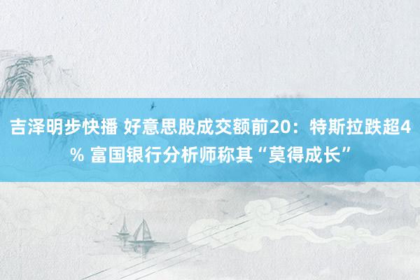 吉泽明步快播 好意思股成交额前20：特斯拉跌超4% 富国银行分析师称其“莫得成长”