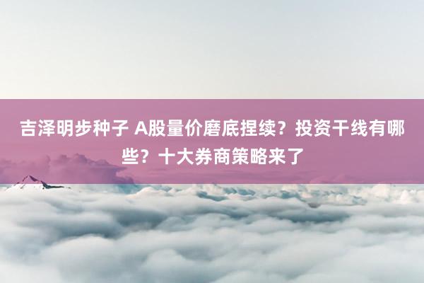 吉泽明步种子 A股量价磨底捏续？投资干线有哪些？十大券商策略来了