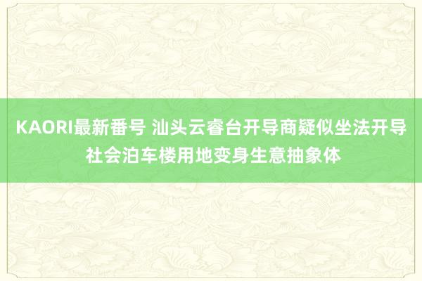 KAORI最新番号 汕头云睿台开导商疑似坐法开导 社会泊车楼用地变身生意抽象体